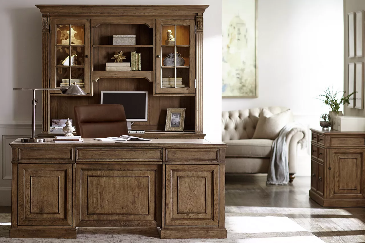 Avondale II Executive Desk, Desk with Hutch, Desk Chair, and File Cabinet in Vintage Oak  in a room scene.